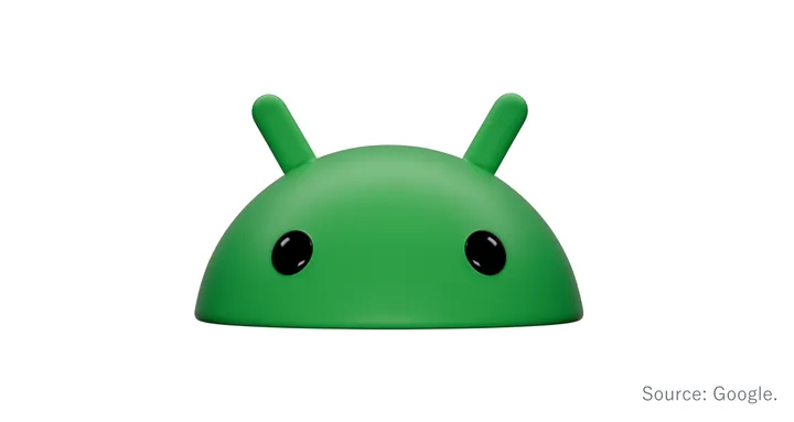 白い背景の中央に配置した公式Androidロボットの画像