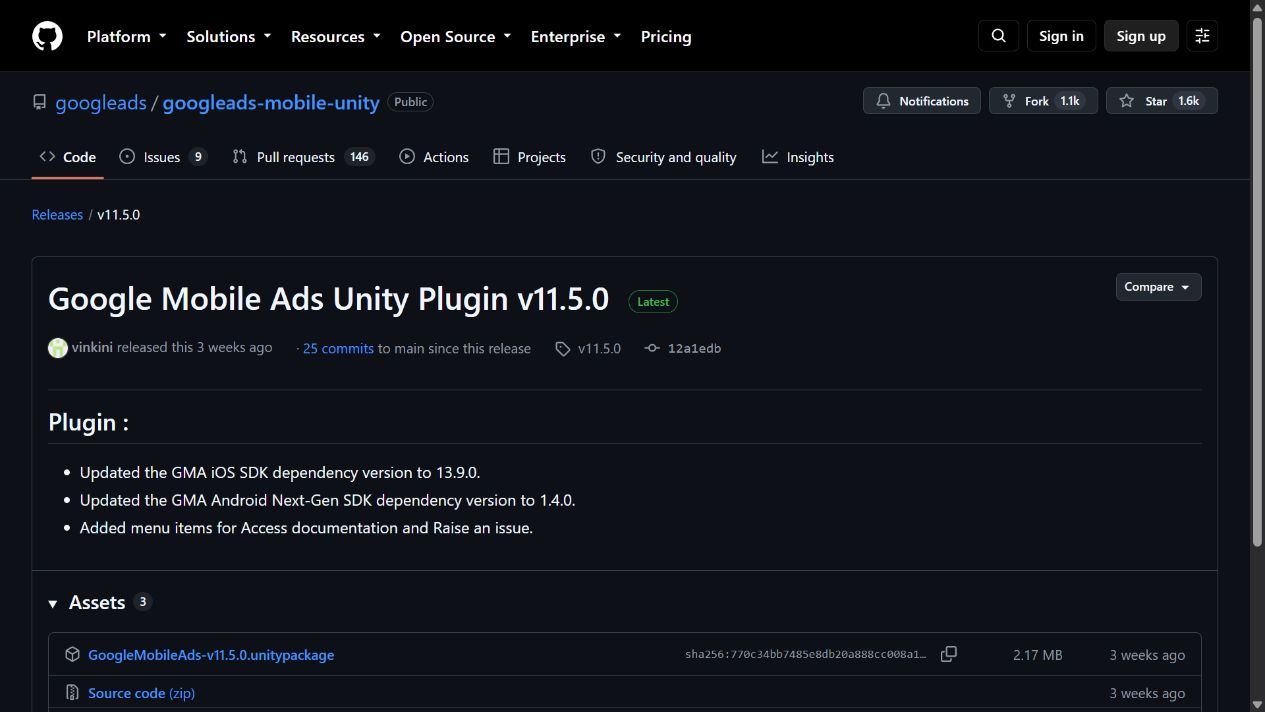 公式リリースのunitypackageダウンロード欄