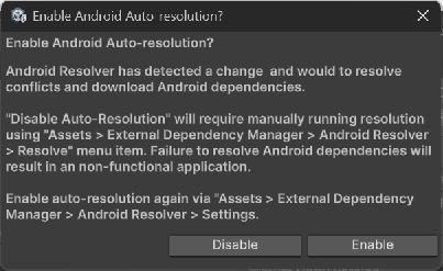Android Auto-resolutionを有効にする確認画面